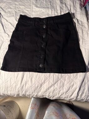 Almost Famous Black Button-Up Mini Skirt